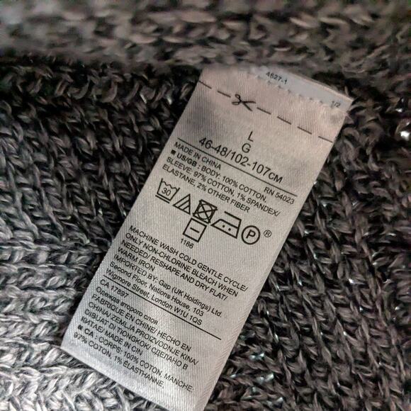 Banana Republic Cardigan Sweater L Gray Shawl Collar Cotton Academia Professor - Picture 8 of 8